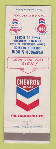 Matchbook Cover - Chevron oil gas Warwood Doig Bozeman MT WEAR