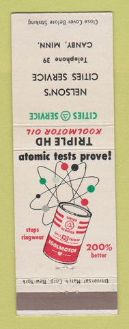 Matchbook Cover - Cities oil gas Nelson's Canby MN