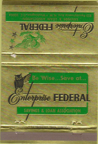 Matchbook Cover - Enterprise Federal Savings Washington DC 40 Strike