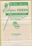Matchbook Cover - Enterprise Federal Savings Washington DC 40 Strike