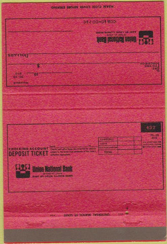 Matchbook Cover - Union National Bank East St Louis IL 40 Strike