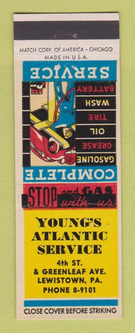 Matchbook Cover - Young's Atlantic oil gas Lewistown PA