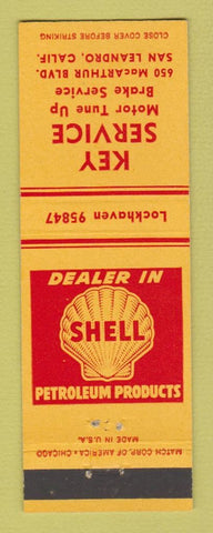 Matchbook Cover - Key Service Shell ol gas San Leandro CA