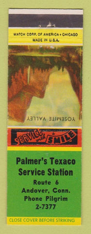 Matchbook Cover - Palmer's Texaco oil gas Andover CT
