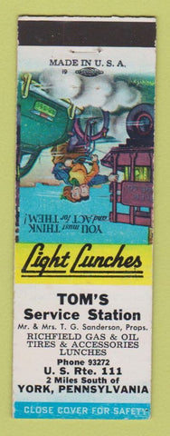 Matchbook Cover - Tom's Richfield oil gas York PA