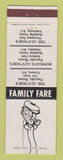 Matchbook Cover - Family Fare Restaurants Victoria Nanaimo Kamloops BC