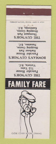 Matchbook Cover - Family Fare Restaurants Victoria Nanaimo Kamloops BC