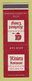 Matchbook Cover - Riviera Restaurant St John NB Starboard Lounge