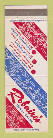 Matchbook Cover - Robaire's French Restaurant Los Angeles CA Paris France