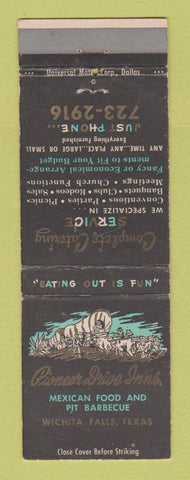 Matchbook Cover - Pioneer Drive Inns BBQ Mexican Food Wichita Falls TX
