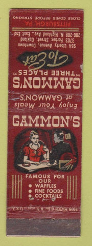 Matchbook Cover - Gammon's Restaurant Pittsburgh PA