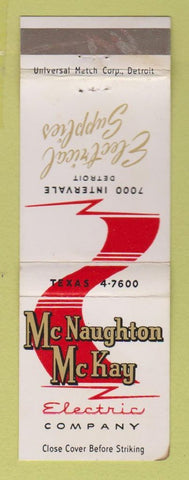Matchbook Cover - McNAughton McKay Electric Detroit MI WEAR