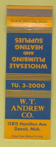 Matchbook Cover - TW Andrew Plumbing Heating Supply Detroit MI