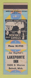 Matchbook Cover - Joe Kopitzki's Lakepointe Inn Detroit MI