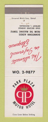 Matchbook Cover - Park Plaza Motor Hotel Detroit MI WEAR