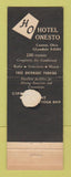 Matchbook Cover - Hotel Onesto Canton OH WEAR