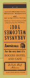 Matchbook Cover - Rogers Hotel Cafe De Valls Bluff AR Perkins Americana WEAR