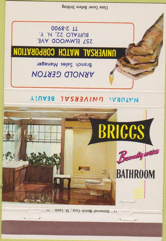 Matchbook Cover - Briggs Bathroom Decor Universal Match 40 Strike