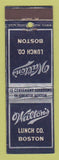 Matchbook Cover - Walton's Lunch Boston MA