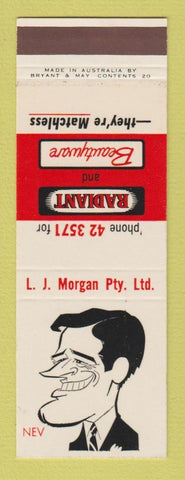 Matchbook Cover - LJ Morgan Radiant Beautyware Nev Australia SAMPLE