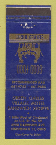 Matchbook Cover - Green Gables Village Motel Cincinnati OH WEAR