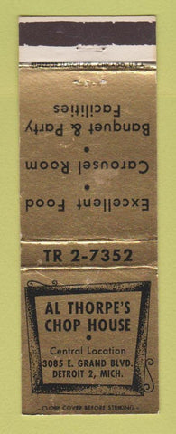 Matchbook Cover - Al Thorpe's Chop House Detroit MI