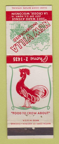 Matchbook Cover - New Villa Restaurant LA Crosse WI