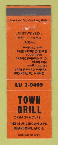 Matchbook Cover - Town Grill Dearborn MI