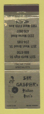 Matchbook Cover - Sir Gasper's Italian Inns Columbus OH