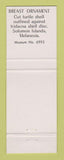 Matchbook Cover - Bishop Museum Honolulu Hawaii Breast Ornament