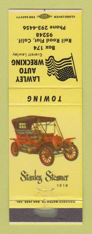 Matchbook Cover - Lawley Auto Wrecking Rail Road Flat CA