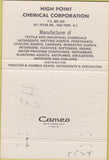 Matchbook Cover - Hipochem Hi Point Chemical Corp NC 40 Strike