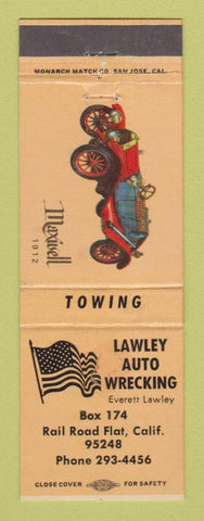 Matchbook Cover - Lawley Auto Wrecking Rail Road Flat CA