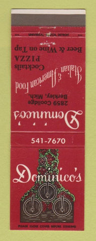 Matchbook Cover - Dominico's Pizza Berkeley MI Italian WEAR