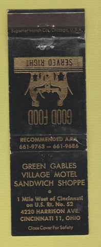 Matchbook Cover - Green Gables Village Motel Cincinnati OH WEAR