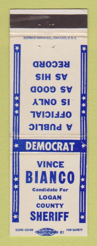 Matchbook Cover - Vince Bianco Logan County Sheriff Election