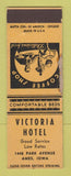 Matchbook Cover - Victoria Hotel Ames IA SAMPLE WORN