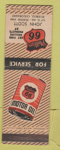 Matchbook Cover - Phillips 66 oil gas John Scott Pueblo Colorado