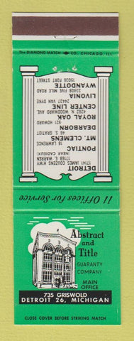 Matchbook Cover - Abstract and Title Guaranty Detroit MI
