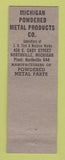 Matchbook Cover - Michigan Powdered Metal Products Detroit MI JH Tool Machine