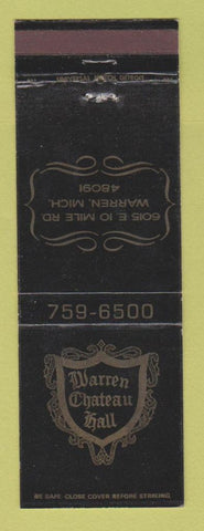 Matchbook Cover - Warren Chateau Hall Warren MI