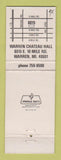 Matchbook Cover - Warren Chateau Hall Warren MI