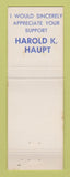 Matchbook Cover - Harold Haupt Councilman Warren MI?