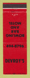 Matchbook Cover - Devroy's Bowling Motel Green Bay WI