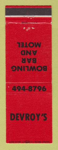 Matchbook Cover - Devroy's Bowling Motel Green Bay WI