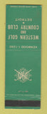 Matchbook Cover - Western Golf and Country Club Detroit MI