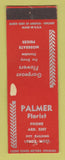 Matchbook Cover - Palmer Flowers Lenox MA SAMPLE WORN HOLES