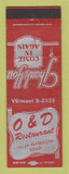 Matchbook Cover - O&D Restaurant WEAR