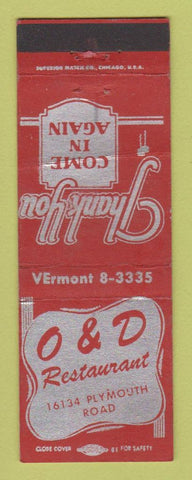 Matchbook Cover - O&D Restaurant WEAR
