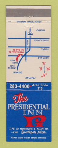 Matchbook Cover - The Presidential Inn Southgate MI